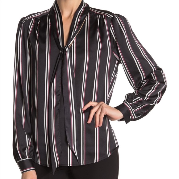 Laundry by Shelli Segal Striped Tie Front Blouse - Picture 3 of 13
